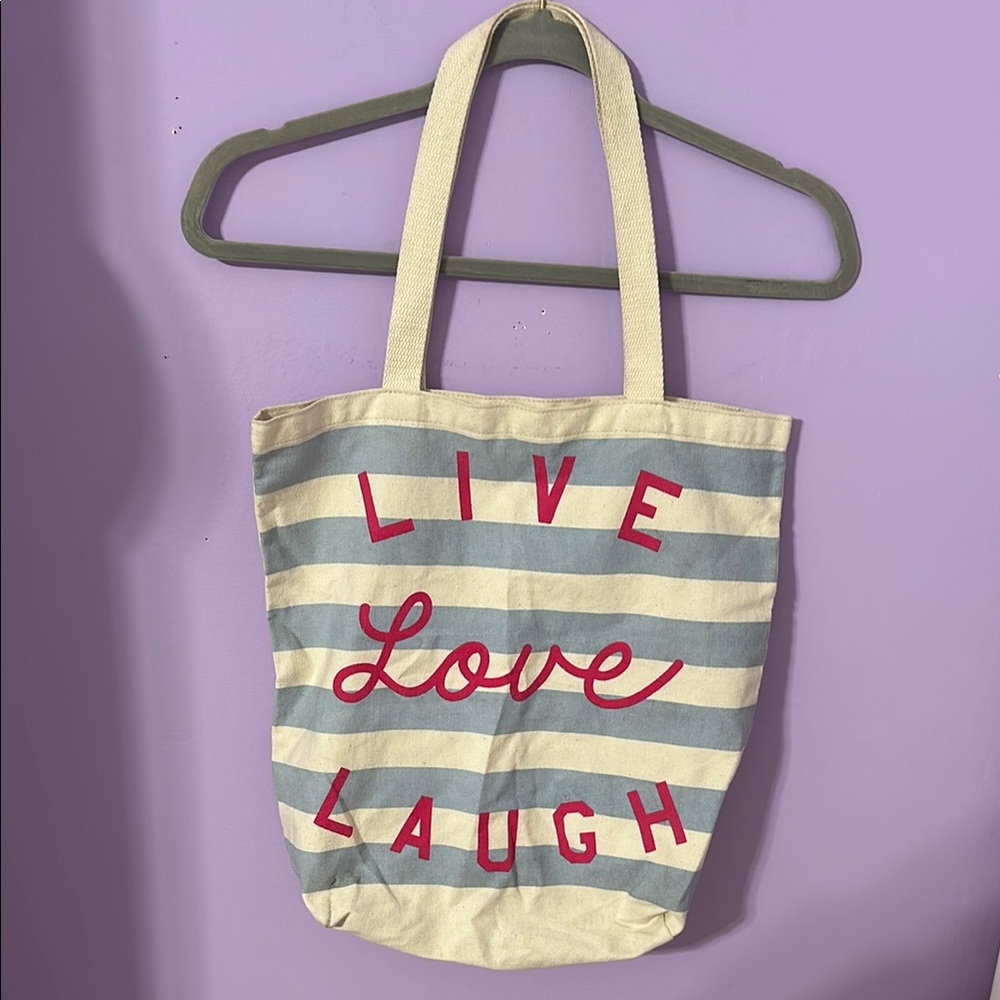Old Navy Striped “Live Love Laugh” Canvas Tote Bag
